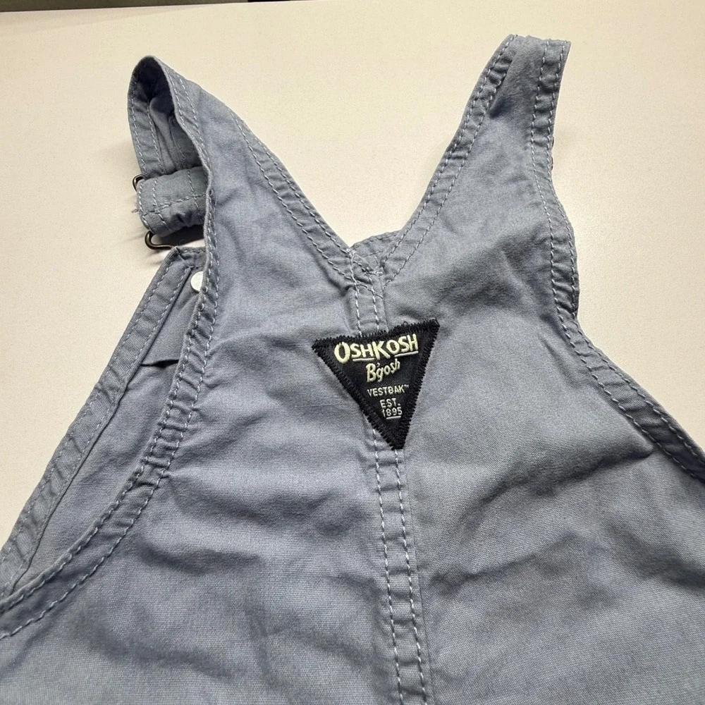 OshKosh B'gosh 18M Blue Cotton Shortalls Short Overalls Baby Unisex